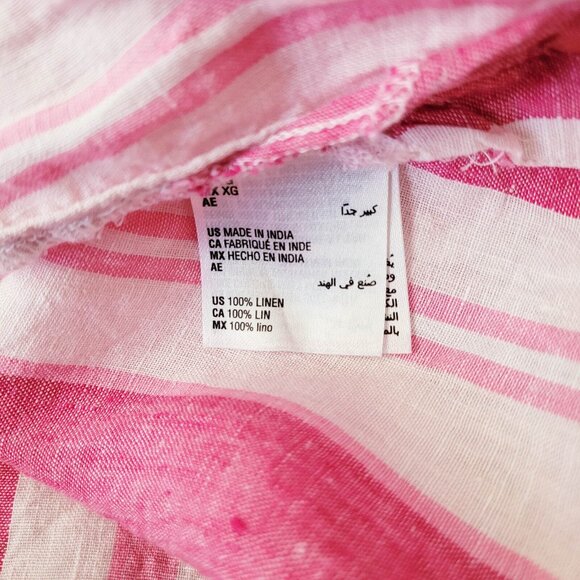 Charter Club Linen Top Womens XL Pink Stripe 3/4 Ruffle Sleeve Beachy Resort - Picture 8 of 8